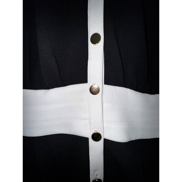 Gabrielle Union New York & Company Black White Button-Up Dress Large NWT Stretch - Picture 7 of 14